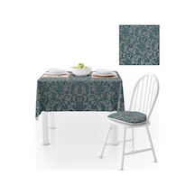 Eskitme Kot Desenli Yeşil Dijital Baskılı Petek Dokuma Masa Örtüsü 140x220