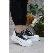 Fort Guja 24y314-8 News Fashion Gizli Dolgu Topuk Sneaker Kadın Ayakkabı Siyah