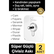 2 Adet Süper Güçlü Kendinden Yapışkanlı Tutunabilen Çok Amaçlı Çerçeve Tablo Banyo Duş Mutfak Askı Çok Renkli