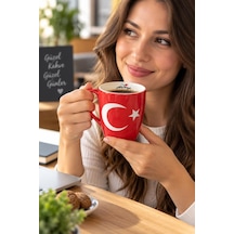 Kupa Bardak Porselen 200 Ml Türk Bayrağı Desenli Çay Kahve Kupası