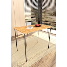 Doruk Home Balkon Mobilyası Masası 90x50 Ceviz Desen Tel Ayak Masa Ceviz - Kahverengi