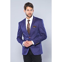 2 Düğmeli Penye Saks Mavisi Erkek Ceket - Wessi Saks Mavisi