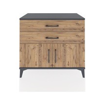 Hyperion Şifonyer 2 Çekmeceli 2 Kapaklı 88x44x80 Antrasit-çam Antrasit