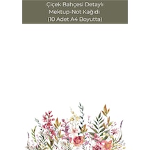 Çiçek Bahçesi Detaylı, Mektup-not Kağıdı, 10 Adet A4 Boyut .