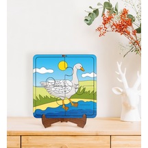 Bk Toys Çocuklar İçin 2 Si 1 Arada Eğitici-öğretici Ahşap 4 Parça Yapboz Puzzle Çerçeve Model 23