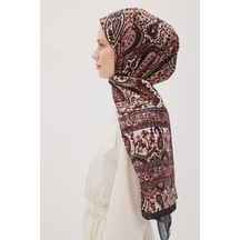 Mirsoy Scarf Almira Pamuk Etnik Desen Şal Açık Bordo