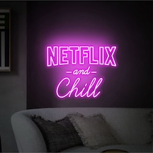 Netflıx And Chill Yazılı Neon Tabela Pembe