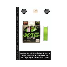 Delux Serisi Olta İpi Açık Hava Hobi Captain X16 Power Pe 16 Örgü Spin İp Misina 150mt 0.18 mm