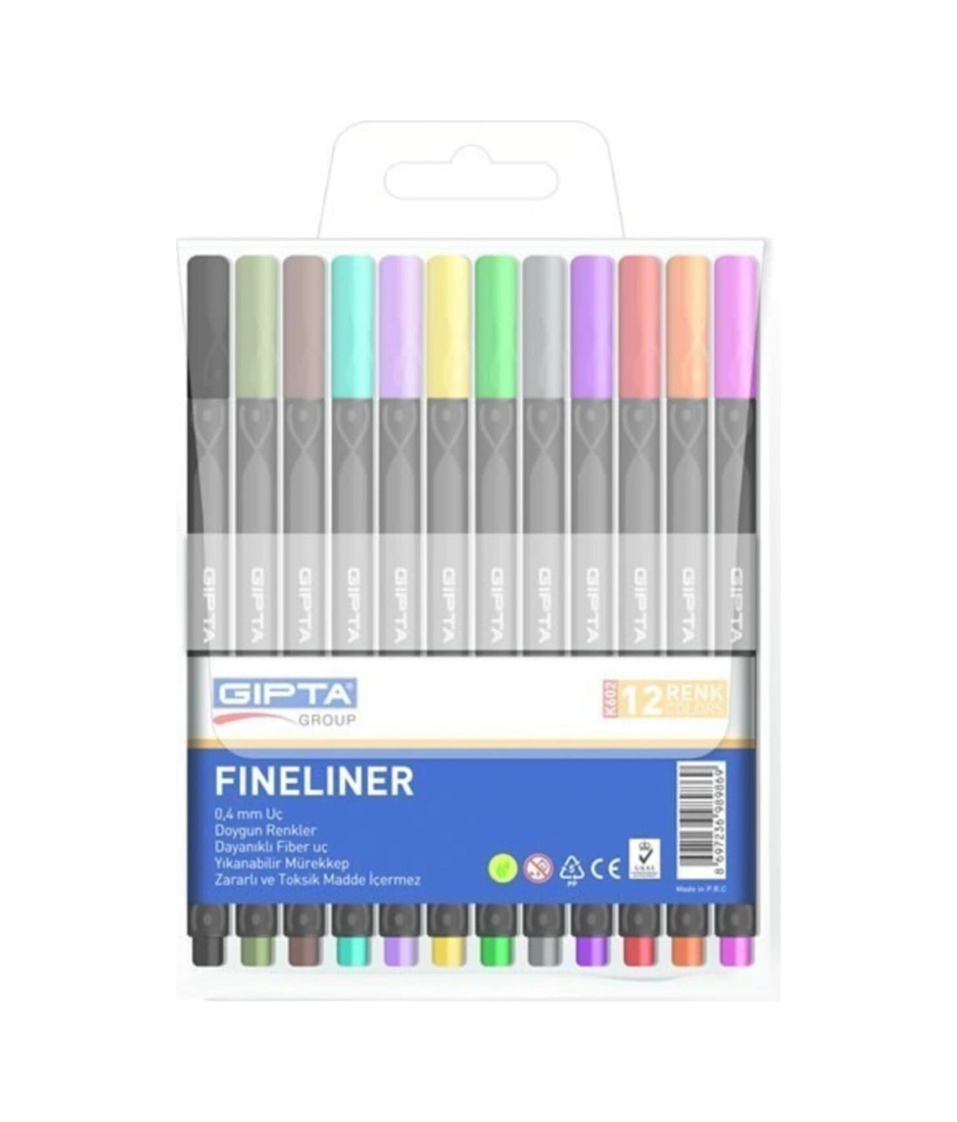 Fineliner Kalem 0.4mm Pvc Blister Üçgen 12 Renk