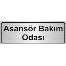 Asansör Bakım Odası Yönlendirme Levhası 7Cmx20Cm Gümüş Renk Metal