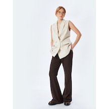 Koton Viskon-keten Karışımlı Kolsuz Kruvaze Oversize Blazer Yelek Bej 5sak20001pw Ekru