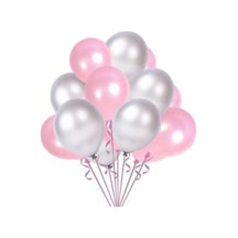 Metalik Pembe Gümüş Balon 10 Adet