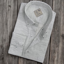 Linen Keten Hafif Kumaş Uzun Kollu Beyaz Erkek Gömlek Regular Kalıp -10050 Beyaz