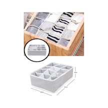 12 Bölmeli Organizer Çekmece Içi Düzenleyenci Gri Çizgili Kumaş Beyaz Diğer