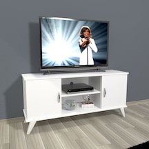 Decoraktiv Eko 120 Mdf Retro Tv Ünitesi Tv Sehpası - Parlak Beyaz Ceviz - Siyah