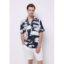 Colin's Colins Regular Fit Shirt Neck Baskılı Erkek Lacivert Kısa Kol Gömlek Cl1076790 Q1.v1 Npd Navy Printed