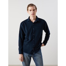 Lcwaıkıkı Classic Lacivert Slim Fit Uzun Kollu Kadife Erkek Gömlek