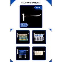 15 Cm - 100 Adet Beyaz Tel Pano Kancası Raf Askısı Beyaz