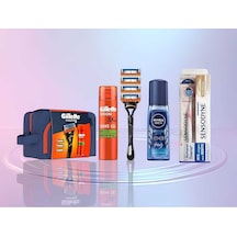 Fusion 4up Tıraş Makinesi - Fusion Jel 200 Ml - Çanta - For Men Fresh Pump 75 Ml -