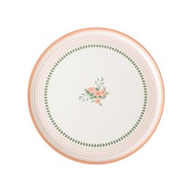 Keramika Çiçekli Pasta Tabağı 22 Cm 4 Adet Çok Renkli
