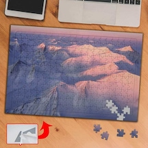 Pembe Gün Batımı,beyaz Dağlar 240 Parça Puzzle Yapboz Tablo-122