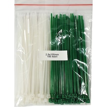 Plastik Kablo Bağı Beyaz - Yeşil 2,5 x 100 mm Cırt Kelepçe 100 Adet