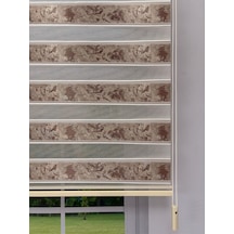 Amora Serisi Antik Bronz Renkli Kahverengi Desenli Modern Zebra Perde