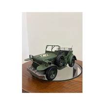 İnce İşçilikli El Yapımı Eskitme Metal Askeri Willys Jeep Maketi Klasik Ev Ve Ofis Dekorasyon