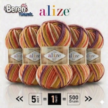Süperlana Maxi Batik - 8027 - 5'li Paket - 100gr/100m - El Örgü İpi - Atkı Yelek Kazak İpi