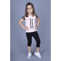 Toontoy Kids Toontoy Kız Çocuk File Detaylı Taytlı Takım Pembe Melanj