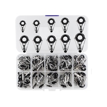 Skycity Lixada 80 Adet Olta Kılavuz Ucu Tamiri Seti: Çelik Seramik Göz Yüzükleri, Olta Çubuğu Onarım Aksesuarı Farklı Boyutlar