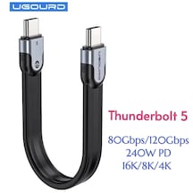 Ugourd Thunderbolt 5 E-marker Akıllı Çip 50cm. 240w 80gbps 16k+8k+4k Pd 240w Görüntü Aktarım Ve Type-c Hızlı Şarj Ve Data Kablosu Thunderbolt 4/3 İle Uyumlu Yeni Nesil Son Teknoloji Kablo -