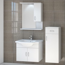 Denko Akyazı 55 Cm Mdf Beyaz Banyo Dolabı Takımı + Boy Dolabı Beyaz