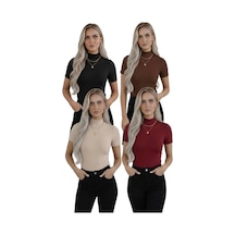 Hashtag Kadın Balıkçı Yaka Yarım Kol Body 4'lü Set Viskon Kumaş Vişne Çürüğü, Kahverengi, Bej, Siyah Hashtag Kadın Balıkçı Yaka Yarım Kol Body 4'lü Set Viskon Kumaş Vişne Çürüğü, Kahverengi, Bej, Siyah