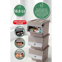 3lü Büyük Boy Organizer Saklama Kutusu Kapaklı Dolap İçi Düzenleyici Kiler Raf Kutusu 13,5 Litre Renkli