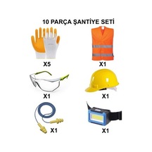 10 Parça Baret Eldiven Şantiye Koruma Seti