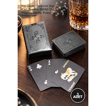 3 Adet İskambil Oyun Kartı Kurukafa Tasarımlı Siyah Kart Destesi 9x6x2 Cm, Playing Cards, Poker Cards