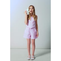 Defacto Regular Fıt Poplin Çiçekli Pembe Şort Kız Çocuk I0123a826hspn614 Pembe-pn614