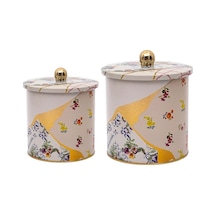 Evle Kint Sugi Topuz Kulplu Saklama Kabı 2'li Set 17.5 x 18 CM + 14 x 15 CM