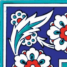 Armada Çini 10x10 Cm Ksk 8 İznik Çiçek Desenli Çini Bordür Köşe