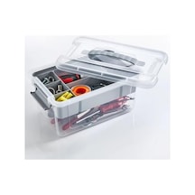 Bölmeli Ve Katlı Plastik Organizer Makyaj Düzenleyici Kilitli Takım Sandığı Organizer Kutu, Taşıma Kulplu Çok Amaçlı Düzenleyici, Katlı Saklama Kutusu Asorti Renk 9 Litre Açık Ahşap
