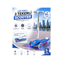 Gtpro Çocuk Scooter Katlanabilir 3+yaş 3tekerli Led Işıklı 50kğ Kapasite Mavi