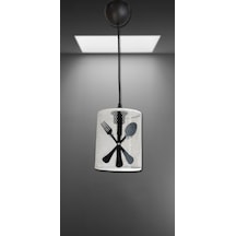 Kitchen Mutfak Tekli Beyaz Siyah Sarkıt Beyaz