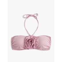 Koton Straplez Bikini Üstü Gül Aplike Detaylı Askı Detaylı Pedli Pembe 4sak10126mm