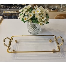 Misscocohome Metal Kulplu Kristal Servis Tabağı Meze Tabağı Altın