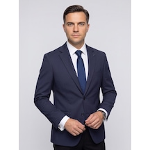 Plus Scorpion Erkek Slim Fit Ceket Likralı Fitilli Kumaş, Çift Düğmeli Tek Yırtmaçlı Modern Tasarım Lacivert