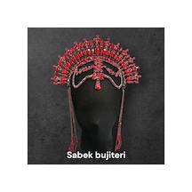 Royal Veil-alınlıklı After Party Gelin Tacı,kına,nişan,söz,after,bride,party Taç Kırmızı - 735420606 Kırmızı