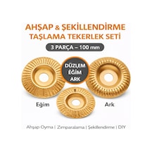 Senbang Ahşap Ve Metal Taşlama Tekerlek Seti 3 Parça 100 Mm Düzlem Eğim Ark Oyma Diski