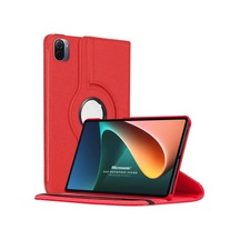 Xiaomi Mi Pad 5 İçin Kılıf 360 Dönerli Stand Deri Kırmızı Mi Pad 5 İle Uyumlu Kılıf - Kırmızı