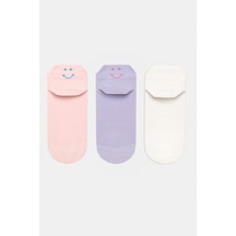 Penti Smile Back Tab 3lü Mor Pembe Patik Çorap
